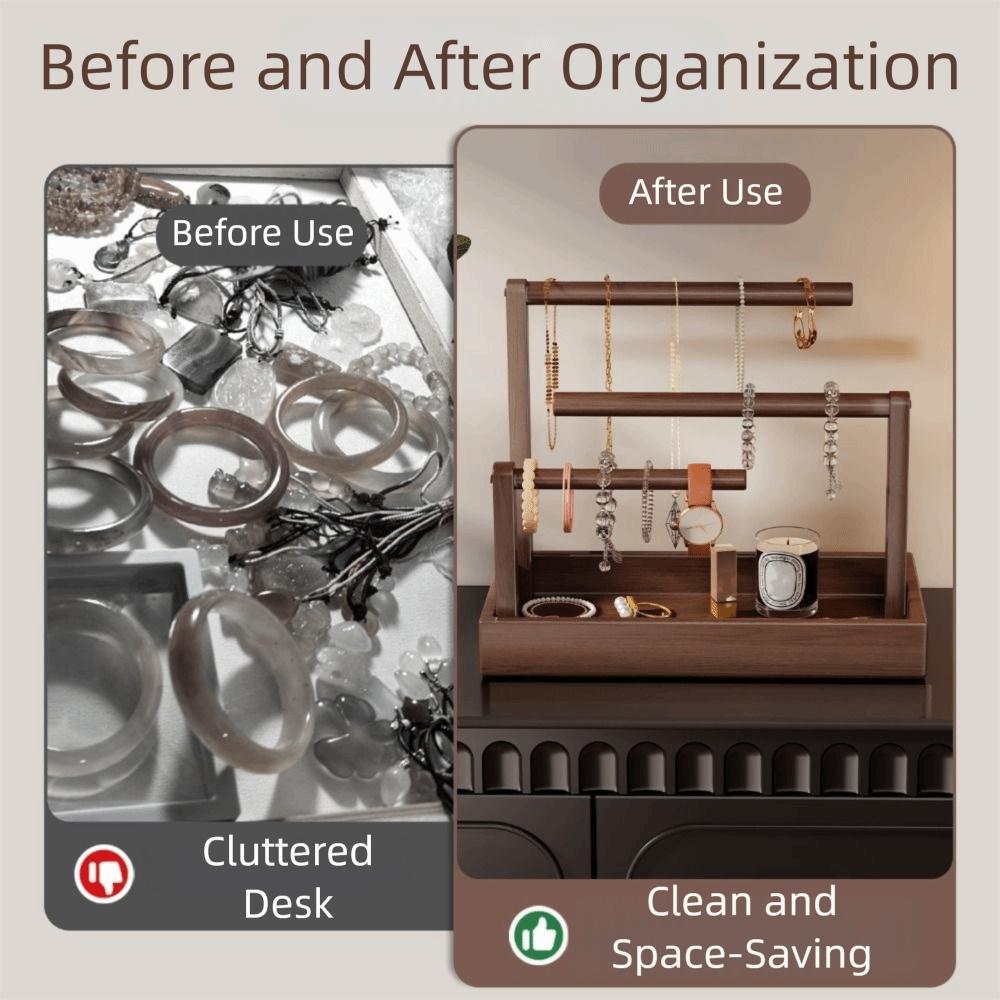 Retro Style Jewelry Stand Solid Wood Jewellery Organizer Jewelry Display Stand Closet Organization