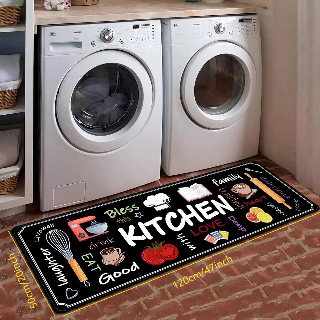 VIKAMA 1/2 Pcs Kitchen Printed Floor Mat Durable and Wear-Resistant, Home Kitchen Floor Mat Laundry Room Carpet Home Decor