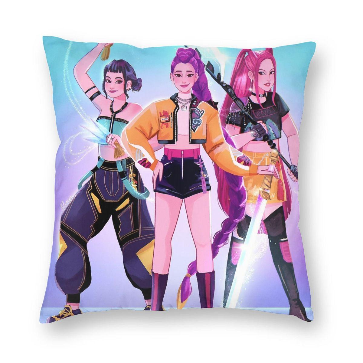 

KPop Demon Hunters Pillowcase Printing Fabric Cushion Cover Gift Throw Pillow Case Cover Home Square 45X45cm 12x12Inch