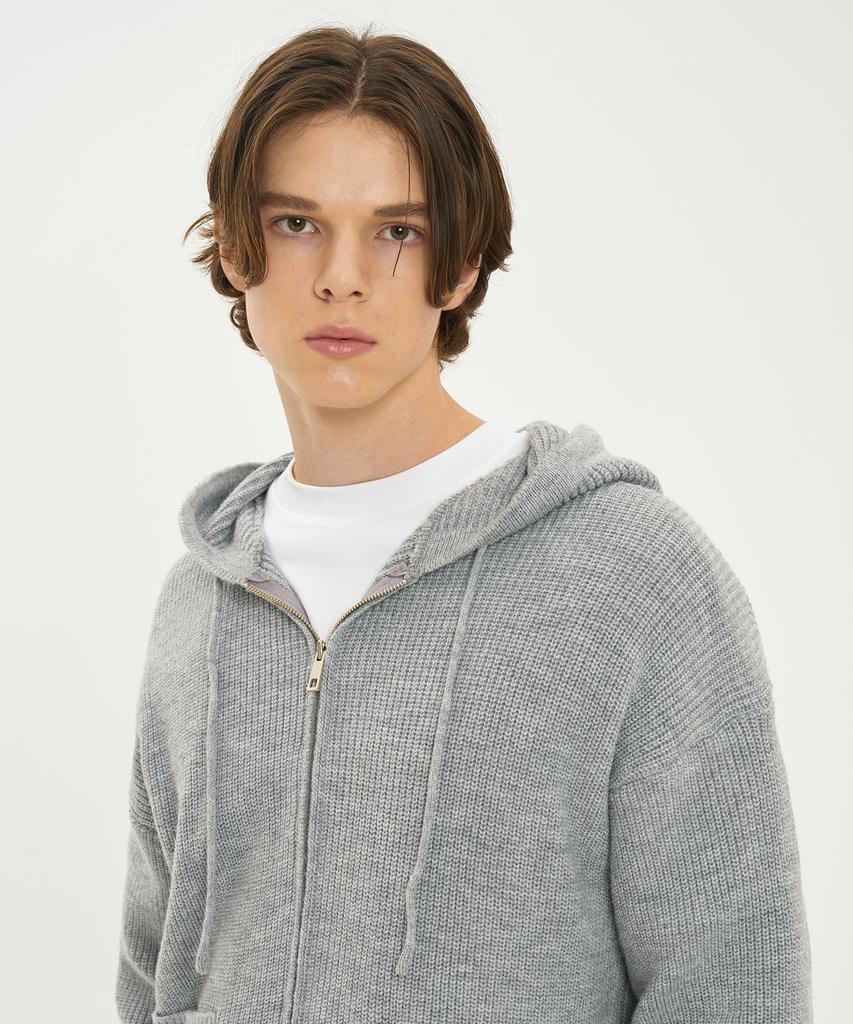 BLOND9 Felpa con Cappuccio e Zip a Coste_Grigio