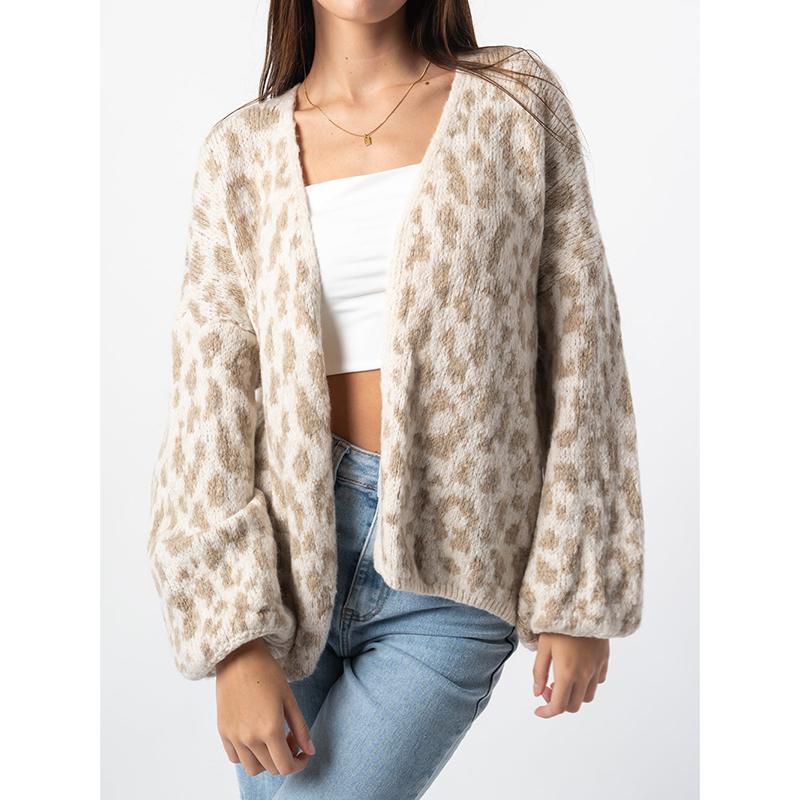 

Short Knitted Leopard Print Open Cardigan Loose Color Block Sweater Outerwear Casual Vintage Style for Women Autumn Winter L дубильна кора