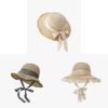 Chapeau de paille pour femme, protection solaire d'été, à larges bords, avec décoration florale, pour les vacances à la plage