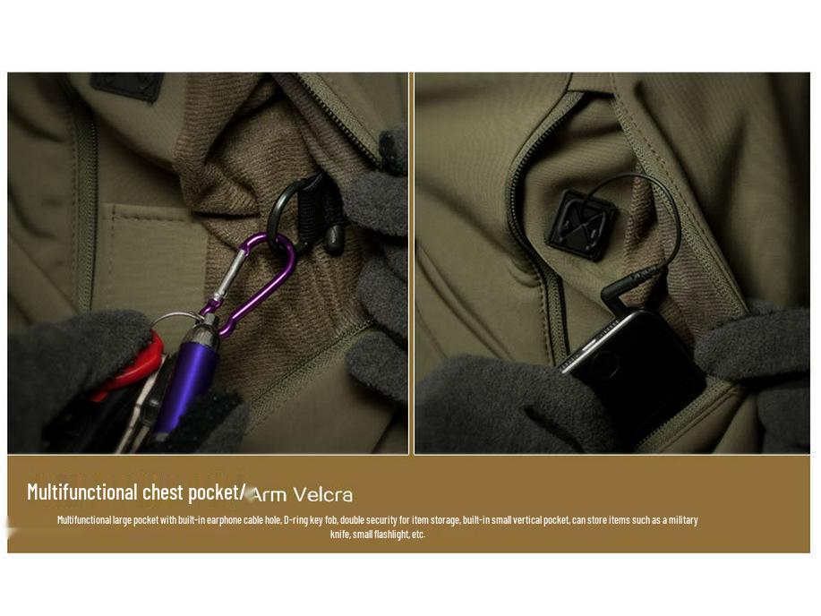Men's Sharkskin Softshell Tactical Jacket: Windproof, Waterproof, Fleece-Lined for Autumn and Winter