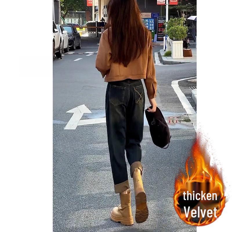 

2024 Plus Size Women s Y2K High Waist Harem Jeans - Spring/Autumn/Winter L