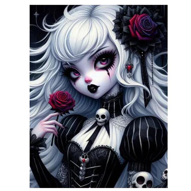 DIY Diamant Malerei Neue 2024 Erstaunliche Gothic Engel Rose Mädchen 5D DIY Diamant Mosaik Stickerei Kreuz Stich Kits Wohnkultur