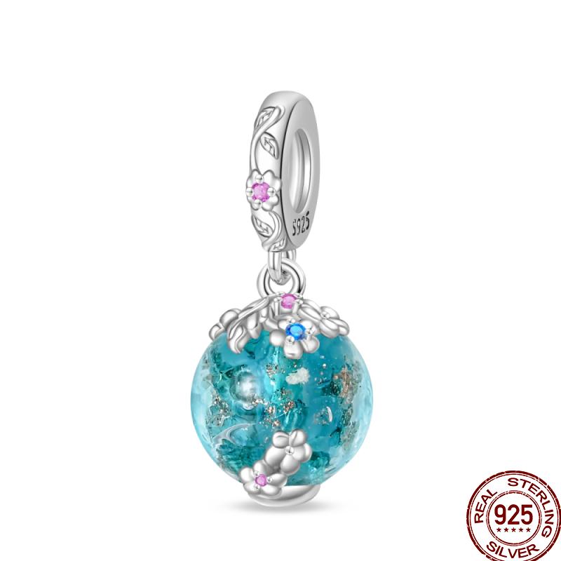 Copper Blue Mountains Airplane Stars Moon Blessing Charm Beads Suitable For 3Mm Original Bracelet Diy