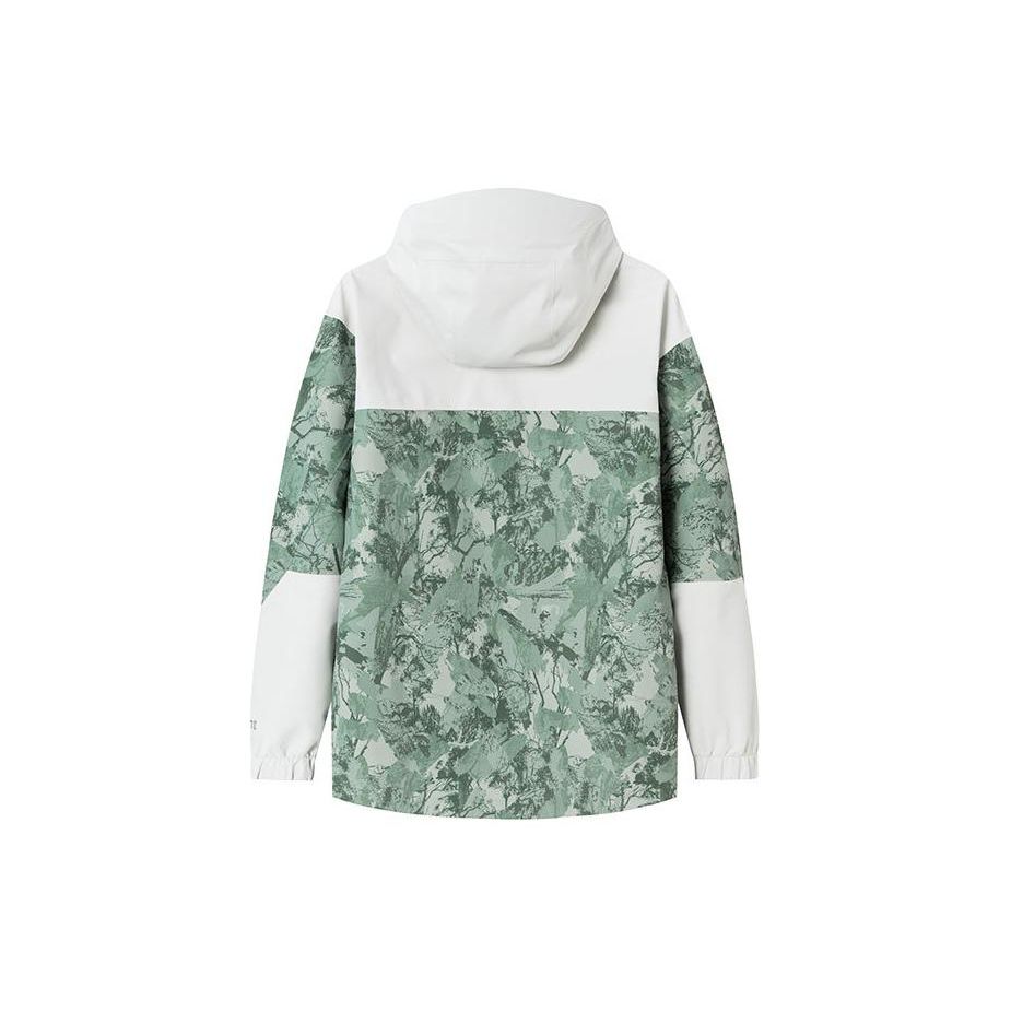 Anta Color Block Outdoor Casual Sports Half Zip Hooded Long Sleeve Jacket Women Jackets Ceramic-Green Printed 162416607-2