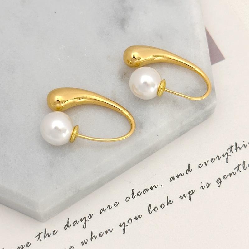 

Manufacturer Supply Fashion Personality Design Earrings Women S Unique U-Shaped Freshwater Pearl Ear Buckle Earrings Spot золотой