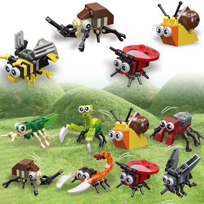 Lernspielzeug, Bausteine, Insekten, Gogga-Spielzeug, Ziegel, Schmetterling/Libelle/Skorpion/Wespe/Schnecke/Spinne usw.. Tier-Bausteine-Spielzeug