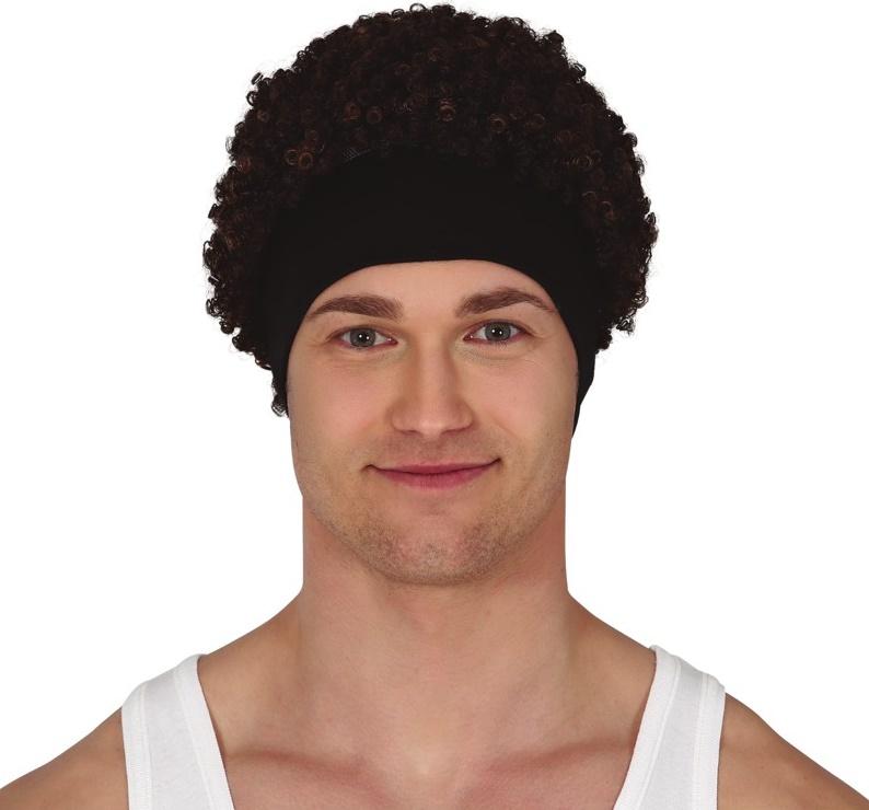 Afro Wig Brown Headband Disco Curls Party