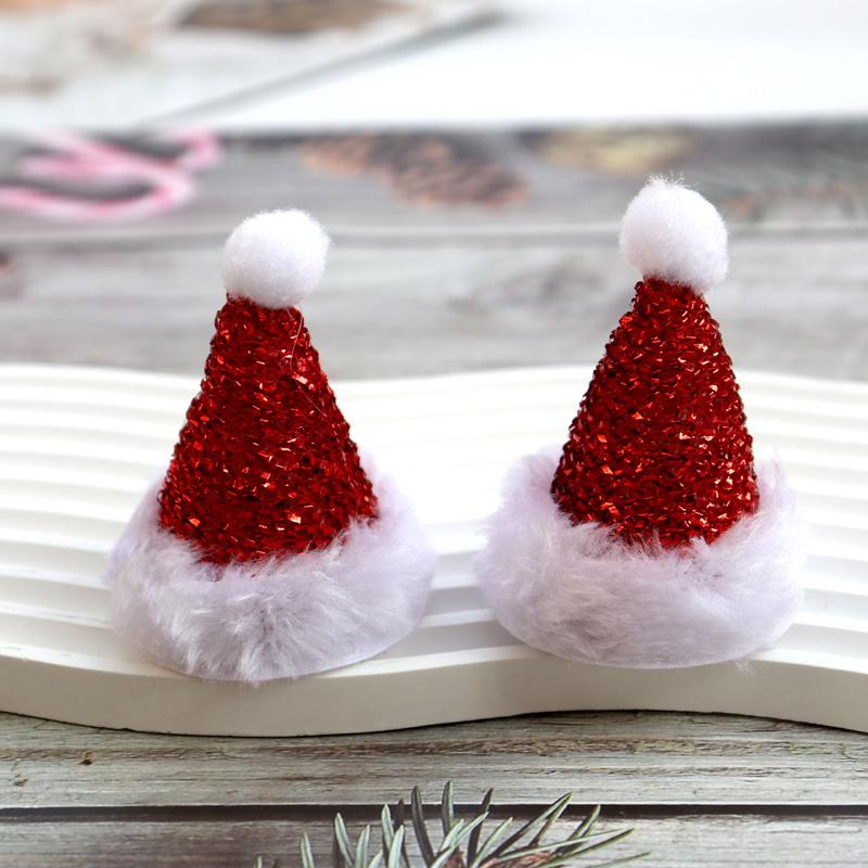 (5 Pcs/pack) 6.5cm Christmas Hat Mini Sequin Christmas Hat Santa Claus Hats Holiday Party Fashion Decoration Gift Decorative