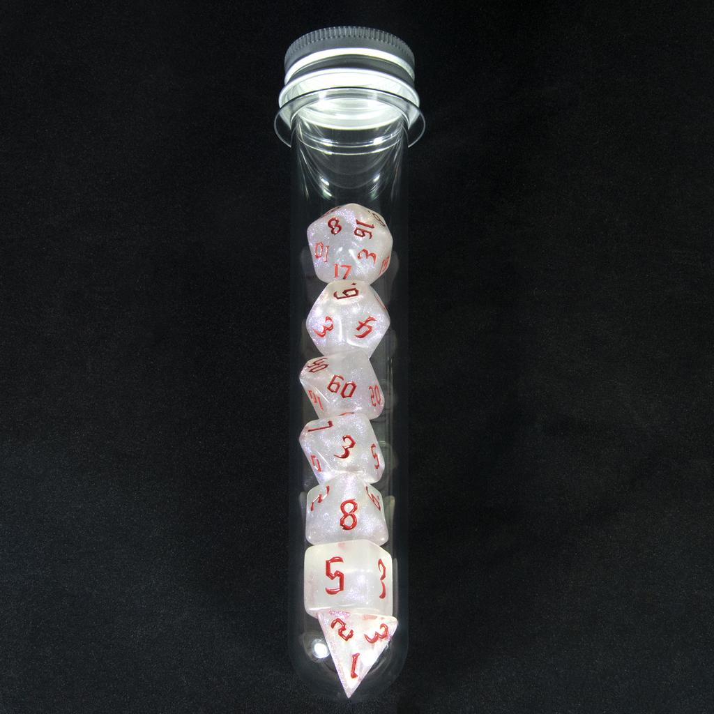 7pcs DND Dice Set with Tube Glitter Polyhedral Dice Playing Dice Game for Table Game