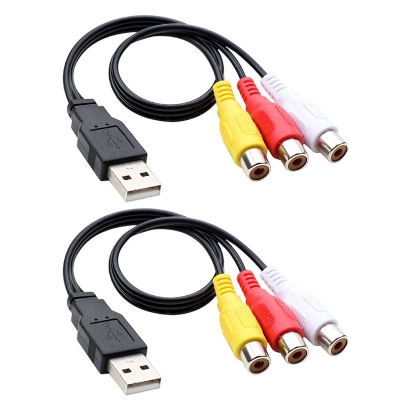 

USB на 3 RCA Розгалужувачі з Екрануванням від ЕМІ та RFI, Гнучкі Оболонки з ПВХ для Аудіо-Відео Виводу