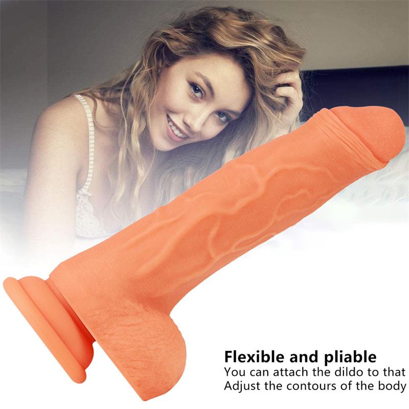 Female Silicone Dildo Double Layer Soft Masturbator Foreskin Sucker Dildo