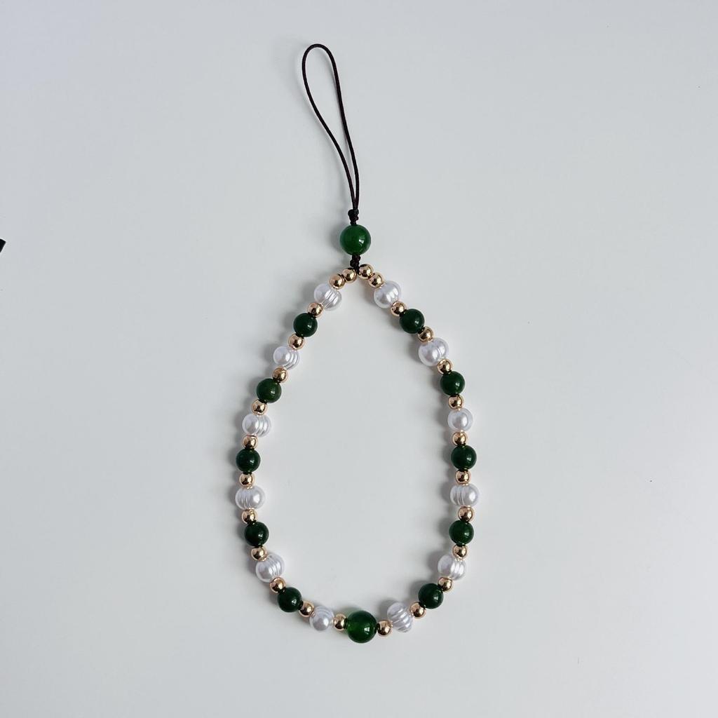 Vintage Chinese-Inspired Pearl & Butterfly Stone Phone Lanyard