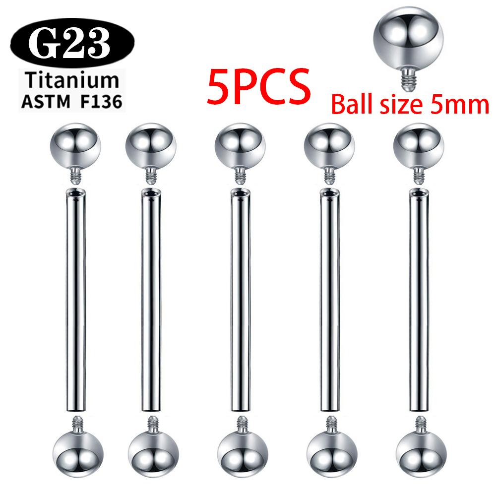 Implantatgrad Titan ASTM F136 Innengewinde Gerade Barbells Zungenring Ohrringe Piercing Schmuck Stange 2/5/50 Stück/Los