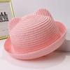 Summer Children Straw Hats For Boy Girl Cute Ears Kids Baby Panama Shades Beach Hat Unisex Breathable Dome Brim Rolled Sun Caps