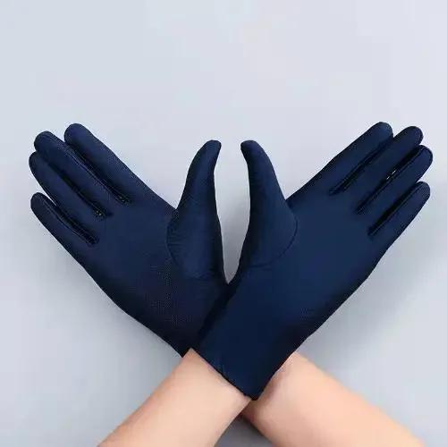 Mode Sommer Spandex Handschuhe Damen Herren Sexy Fäustlinge Sonnenschutz Weiß Schwarz Etikette Dünn Kurz Dehnbar Elegant Tanzhandschuhe