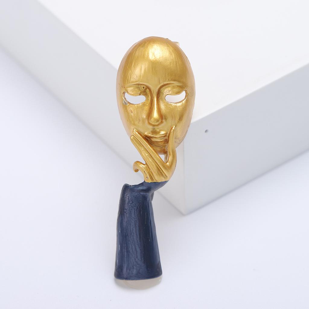 Wind Face Mask Thinker Enamel Drip Brooch, Simple Fashion Coat Accessories