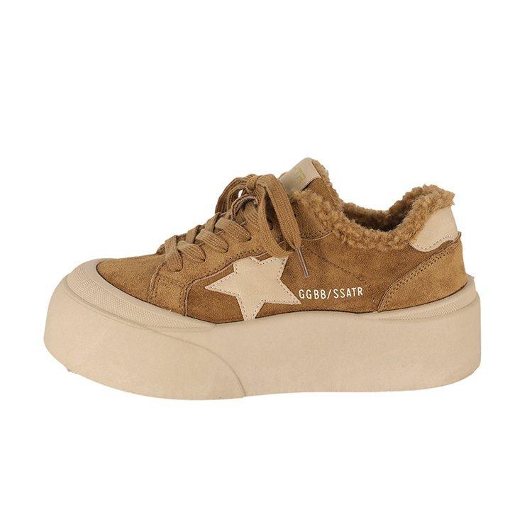 Korean Version Thick-soled Old Dirty Little Dirty Shoes Lamb Wool Shoes Star Velvet Cotton Shoes Casual Bread Shoes Board Shoes Women