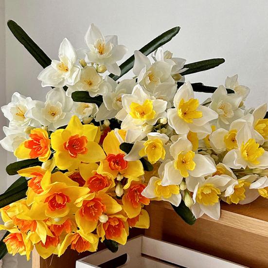 Künstliche Blumen Realistische Narzissen für Heimdeko Nordischer Stil Langlebig Kein Wasser Benötigt Flexible Stiele Sicher Floral