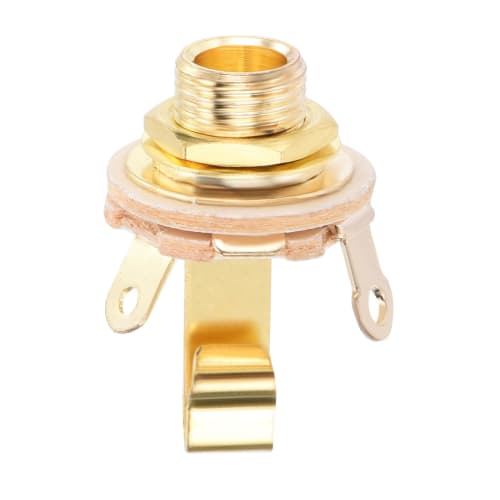 uxcell Guitar Input Jack, 1/4" Stereo Jack Mono Panel Mount Socket (Gold) for Guitars, Bass, Speakers, and Footswitches