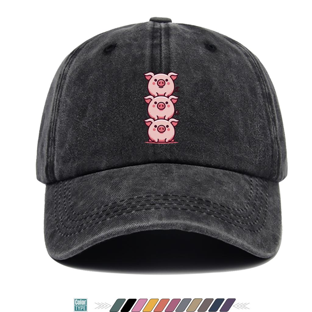 pc Pig Stacking Music Print Trucker Hat Comfortable And Breathable Fashionable And Beautiful Cartoon Game Black Classic Papa Ha