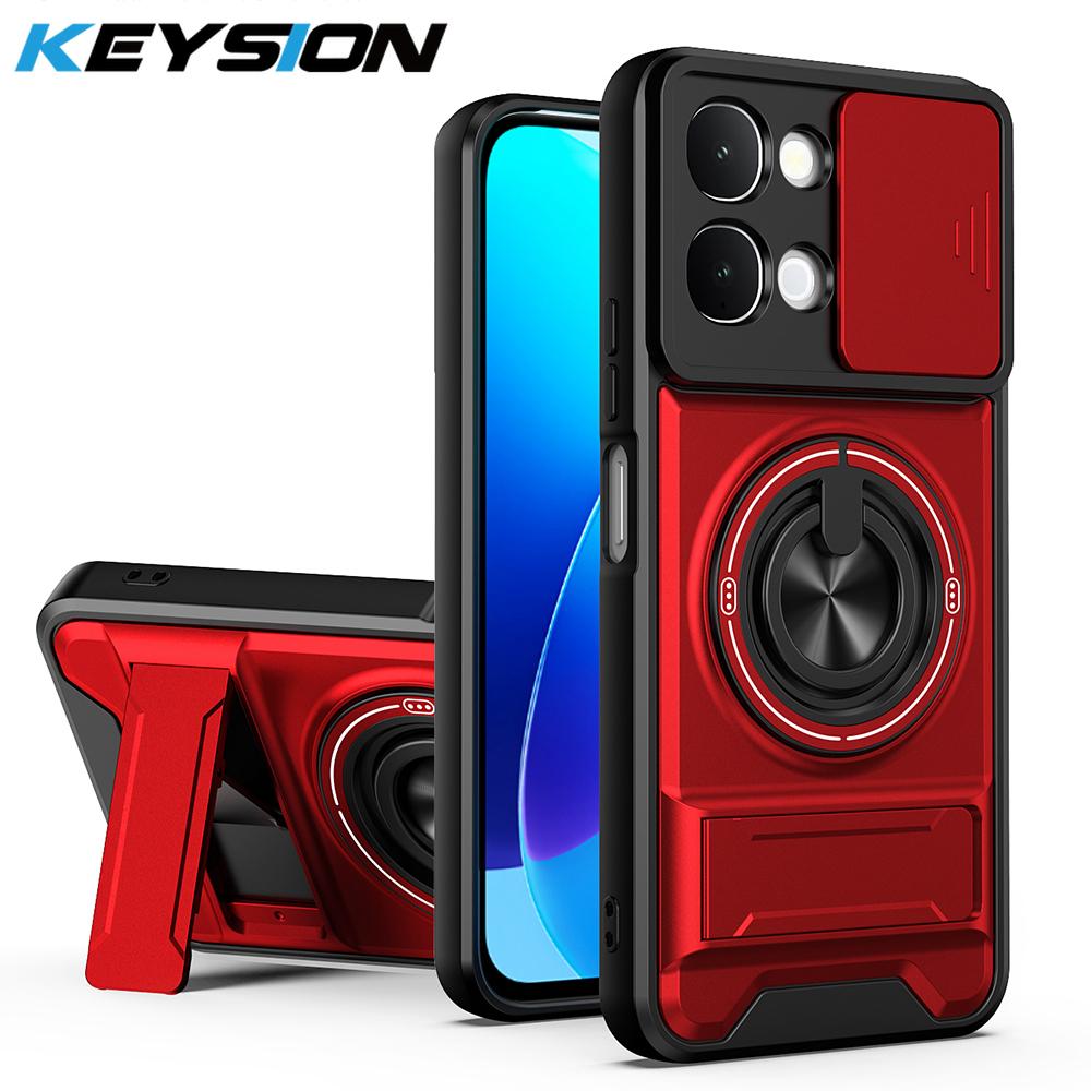 

KEYSION Magnetic Phone Case for IQOO Z11X 5G Slide Camera Protection Upright Kickstand Ring Shockproof Back Cover for VIVO Y31d for VIVO Y31d червоний