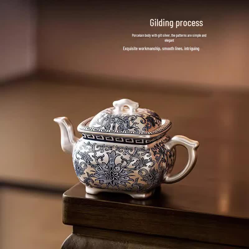 Chaxun Gilt Silver Taotie Beam Gongfu Tea Set