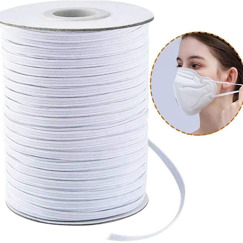 5mm White Elastic Band Custom Length Polyester Macrame Cord Black Nylon Braid Knitting Ear Tie Rope for Garments Shoes