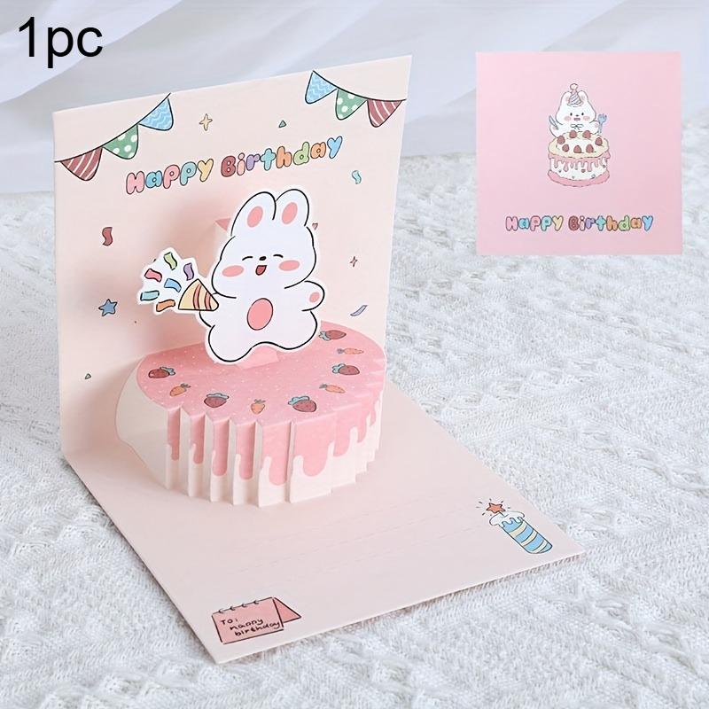 1 Stück Cartoon 3D Geburtstagskarte Kuchen Kreativ Niedlich Kleine Karten Segen Geschenk Brief Geburtstagskarte