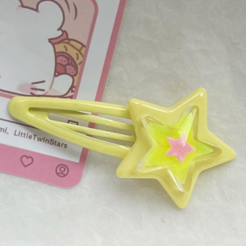 Girly Snap Clip Hairpin Y2K Girls Headdress Hair Accessories Delicate Star Color Block Mini Jelly Star Hairpin