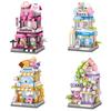 City Iandscape Building Block Scene Cafe Flower Shop Retail Building Block Model Ornament Toy Gift