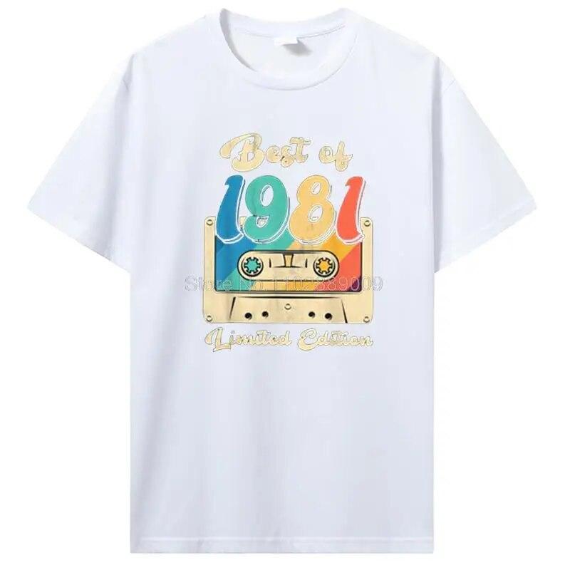 Vintage Tillverkad 1981 Alla Originaldelar Födelsedags-T-shirt Jubileums-T-shirt Oversized Unisex Kläder T-shirts För Unisex Streetwear