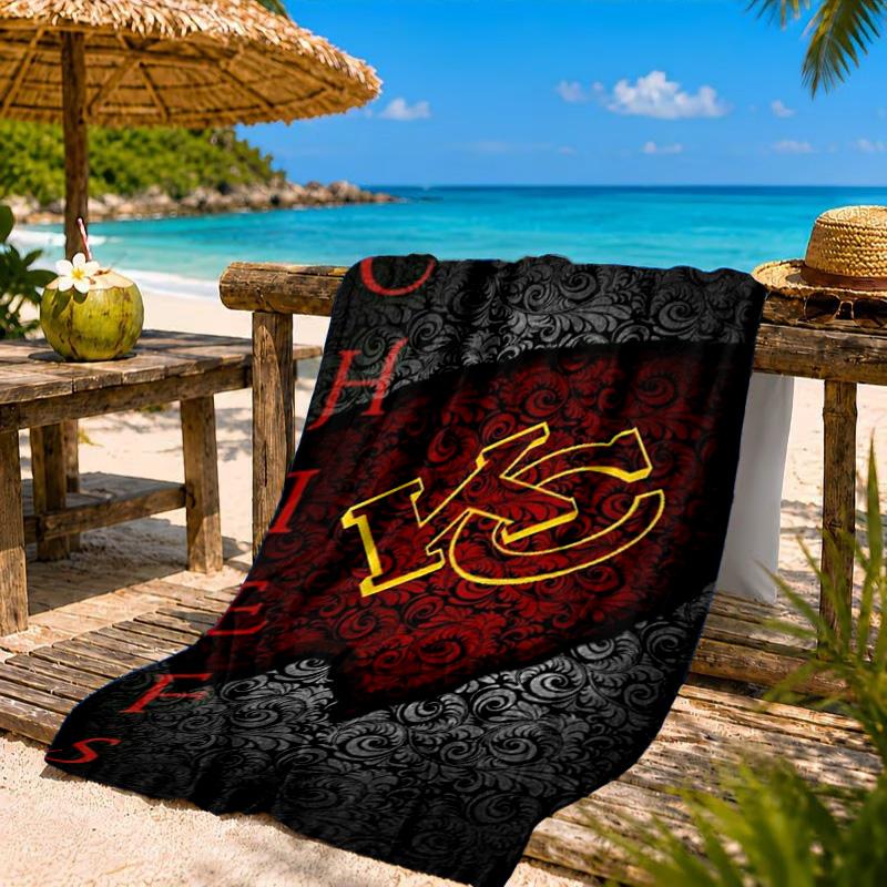 Kansas Chiefs Logo Beach Towel, Quick-drying, Easy to Care for, Suitable for Both Fitness and Beach Vacations,Sports Essential