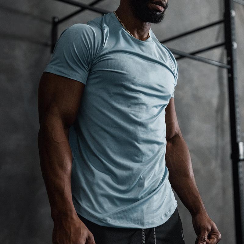 Crazy Muscle Men's Fitness Short Sleeved T-shirt Sports Mesh Quick Drying Breathable T-shirt