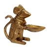 Pure Brass Statue Ganesha Vahana Mooshak Collectible Idol Mouse With Diya Lamp