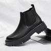 Mode Neue Herren High Top Stiefel Italienische Büro Chelsea Boots Luxusmarke Britischer Stil Lässiger Leder-Knöchelstiefel für Herren Plateau-Stiefel