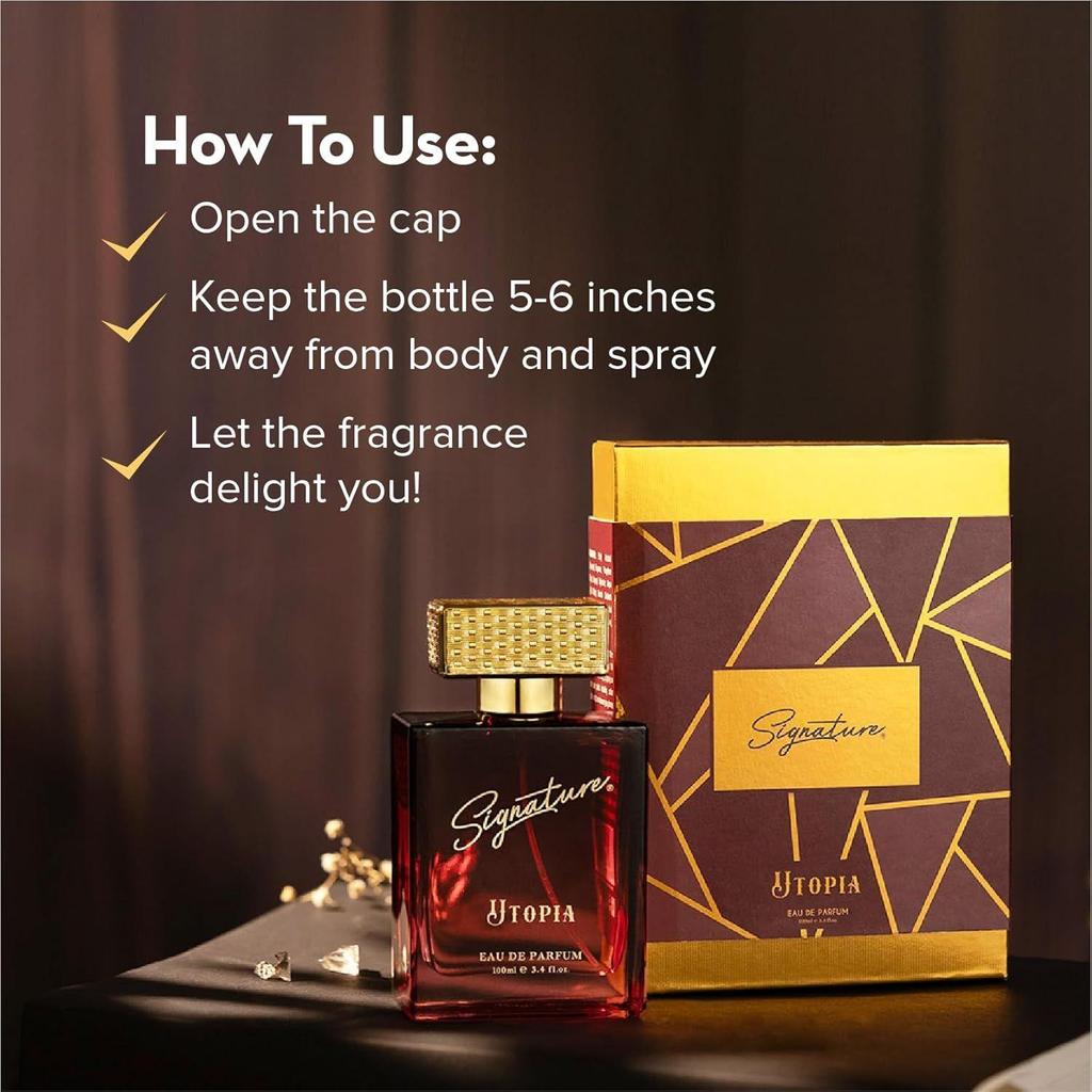 Signature Aura - Utopia Eau de Parfum - 100ml | Long Lasting Fragrance for Women | Floral Musk Scent | Luxurious Everyday Wear Perfume Gift for Her