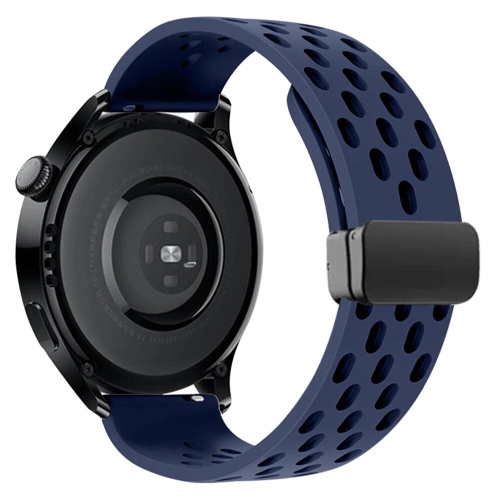 

Ремешок для часов 20 мм 22 мм для часов Samsung 3 4 5 5Pro с магнитной пряжкой для Garmin Vivoactive 4 3 Forerunner 965 255 265 для часов Huawei gt3pro 46 мм Galaxy Watch4 5 5Pro темно-синий