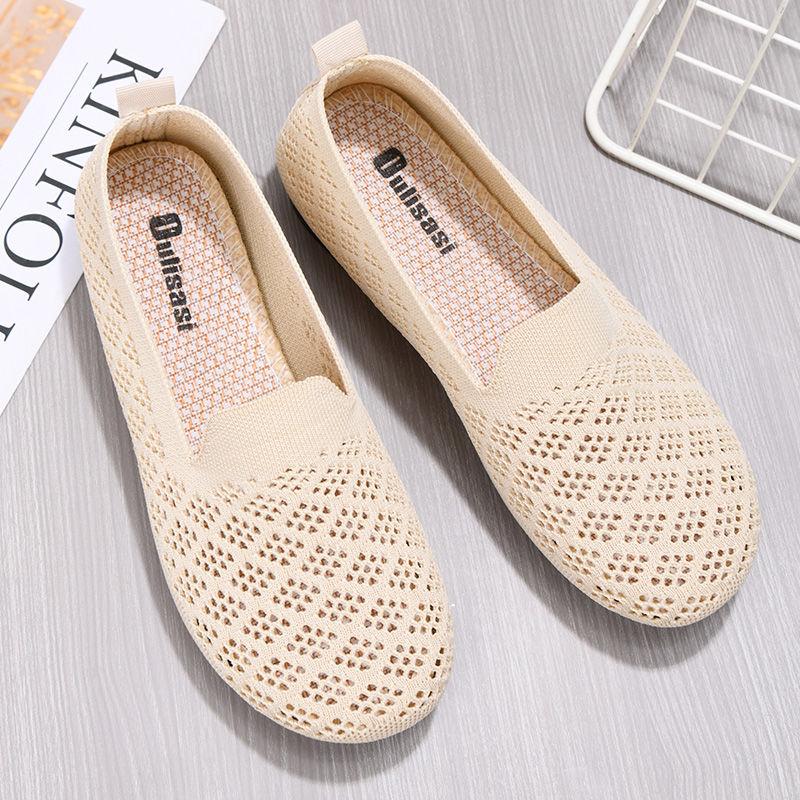 Sommer Mesh Stoffe Atmungsaktive Ballerinas Damenschuhe Belüften Spitze Mama Schuhe Komfort Lässige Leichte Schuhe