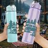 1PC Camper Van Pine Forest Scene Print 750ml Color Plastic Sports Water Bottle Leakproof Flip Straw Lid Suitable for Sports Office Home Use