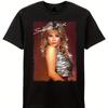T-shirt Vintage Samantha Fox da Uomo e Donna, Top in Cotone Bohemian a Manica Corta con Girocollo e Stampa Iconica con Firma