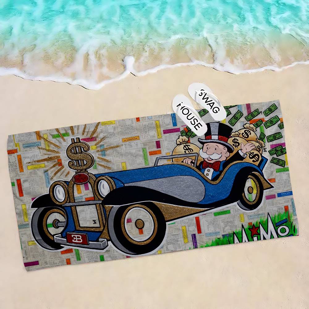 Dollar Alec Monopoly Cartoon Anime Beach Swimming Towel Soft Absorbent Washcloth Children's Gifts for Kids Travel Camping Gym
