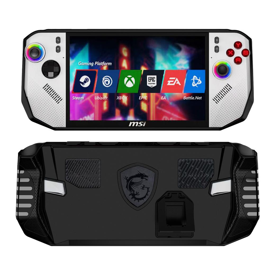 Custodia per Console di Gioco MSI Claw A8 BZ2EM con Cavalletto, Impugnature Antiscivolo per Host di Gioco Portatile in TPU, Cover Protettiva Morbida