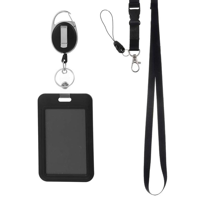 Retractable Card Holder Badge Clip with Detachable Lanyard Badge Reel Keychain Cruise Card Holder