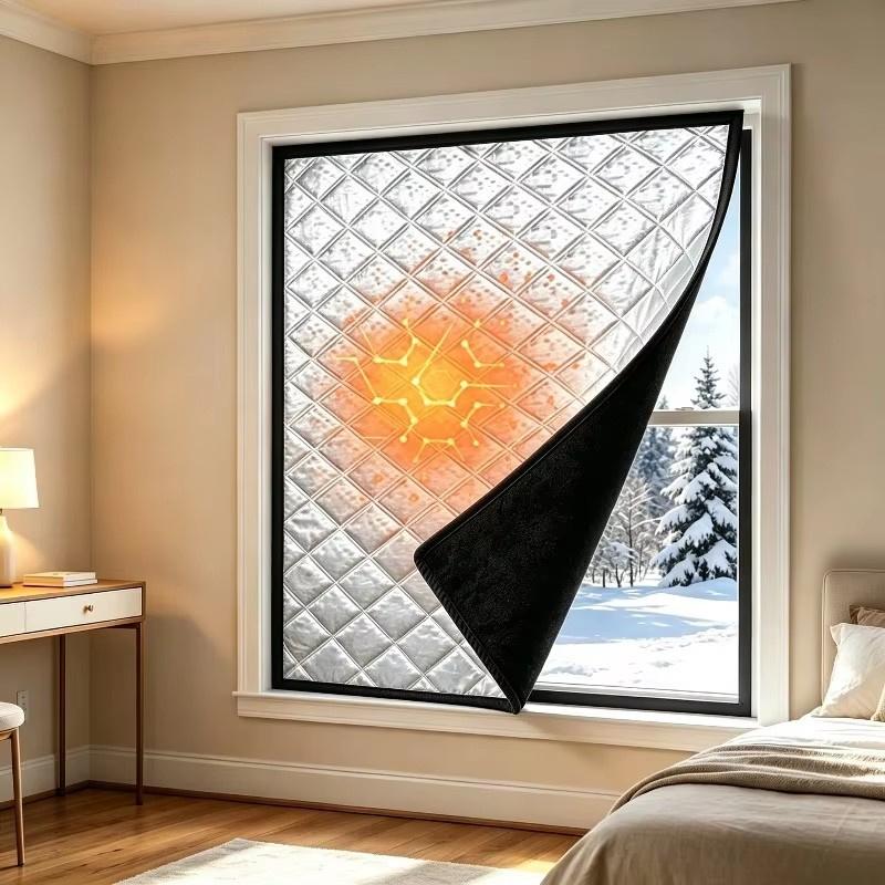 Winter-Isolier-Fenstervorhang Winddichte und Warme Vorhänge Dicke gesteppte Thermohülle Vorhänge für Winterwärme und Windschutz