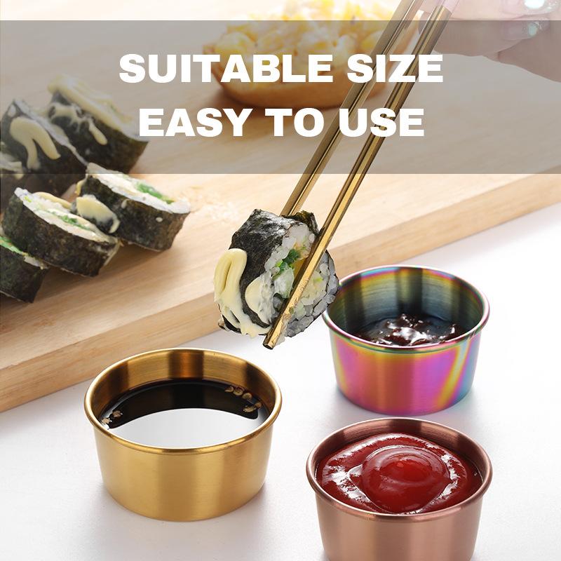 304 Stainless Steel Dipping Cup, Golden Sauce Cup, American Seasoning Dish, Household Salad, Tomato Sauce Dipping Cup