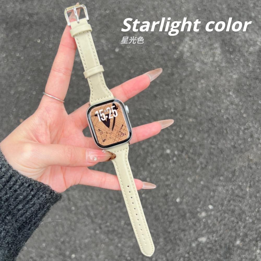 Slim Leather Strap For Apple Watch Series 11 46mm Band 42mm 49mm 44mm 40mm 41mm 45mm 38mm 45mm IWatch Ultra 2/3 S10 9 8 7 SE 6 5 4 3 2 Woman Bracelet