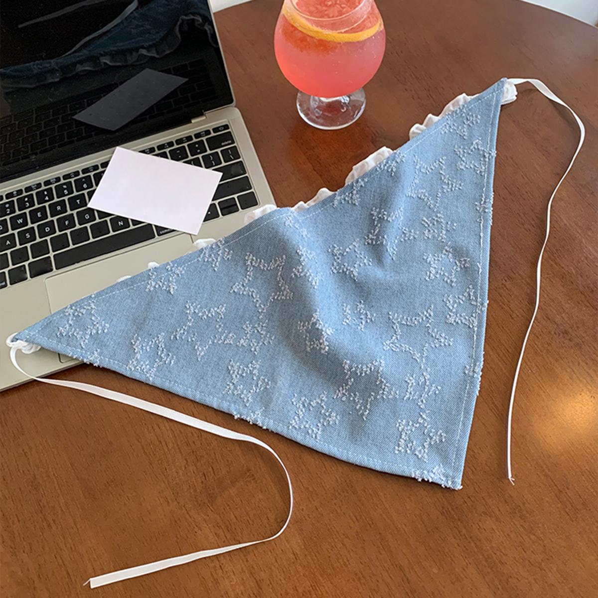 

Звездный треугольный шарф, кружевная джинсовая повязка на голову, шарф острой девушки, галстук-бабочка, приморская атмосфера